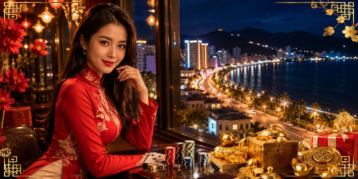 Người chơi tại Nha Trang thưởng thức trò chơi bài trực tuyến trong trang phục áo dài truyền thống